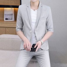 AOKADA 남성 루즈핏 7부소매 여름 블레이져 자켓 일자 팬츠 캐쥬얼 세미 정장 세트