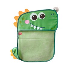 JoyBaby 洗澡玩具吸盤收納袋，浴室玩具瀝水網袋，壁掛式玩具收納，寶寶洗澡玩具收納好幫手, 綠恐龍-F, 1個