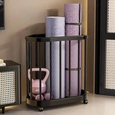 다리미 코팅 배드민턴 라켓 거치대 요가매트 보관 바구니 다기능 우산 스탠드 바퀴 달린 스포츠 장비 정리