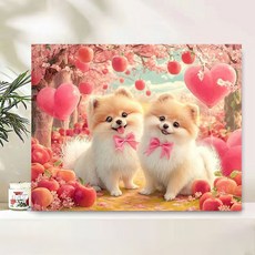 티레오 보석십자수 캔버스형 액자 50x40cm DIY 키트 3D 대형 장식용 그림 재물 동물 풍경 객실 풍수 인테리어, 1개, J06 강아지 사과