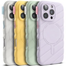 아이폰16 프로 맥세이프 케이스 링케 마카롱 실리콘 마그네틱, 옐로우