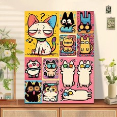 고양이&강아지 유화 그림 그리기 DIY 페인팅 힐링, 흰고양이, 30*40, 1개