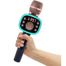 와 성인을 위한 카풀 노래방 기계 마이크 20 음성 변화 효과가 있는 무선 및 블루투스 화이트 엘리펀트 선물 로즈 골드, CPK565RD