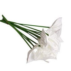 AntranStore 20피스 인공 안스리움 꽃 리얼 터치 가짜 꽃 홈 데코 꽃꽂이 부케 (옐로우), 화이트