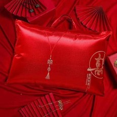 천 웨딩 선물 상자 휴대용 면 이불 보관 가방 방수 축하용, O. 우리 가족은 행복해요 [공새틴자수공예]