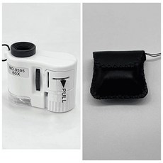 60배 현미경 선물 40X32mm 미니 휴대용, 하얀색 현미경 (가방 포함)