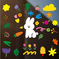 6매 셋트 토끼디자인 인테리어 데코 시트지 (pvc 아기방 냉장고 거울 현관문 벽 부착가능), 토끼