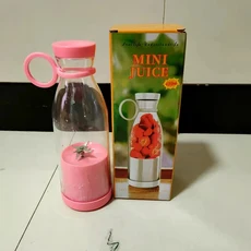 미니 빠른 주스 Juicer 신선한 과일 믹서 스무디 병 핸드 6 블레이드 USB 충전식 다기능 블렌더, 01 420ML, 02 Pink