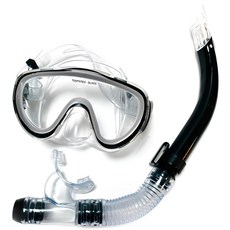 어센드기어 물안경 스노쿨링 마스크 세트, 블랙