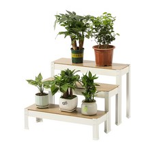 홈치치 화분 선반대 받침대 진열대, 3단, 화이트 600