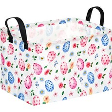 ACMUUNI 직사각형 부활절 달걀 선물 바구니 토끼 장난감 선반 옷 세탁 보관함 손잡이가 달린, Egg Flower