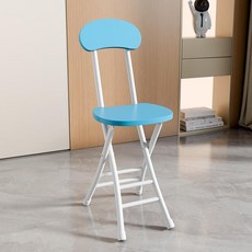등받이 발코니 스툴 가정용 의자 원형 간이 카페 접이식, 1개, 1 보강 단단한 표면 포함 화이트 프레임 스카이블루
