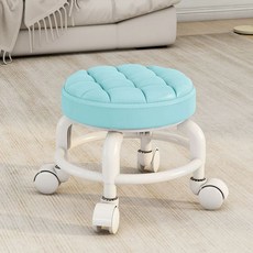 등받이이동의자 낮은의자 바퀴달린 작은바퀴 플라스틱 쿠션 원형 스툴 화이트, E. 하늘색 두꺼운 플라스틱 프레임 회전 휠, E. 하늘색 두꺼운 플라스틱 프레임 회전 휠