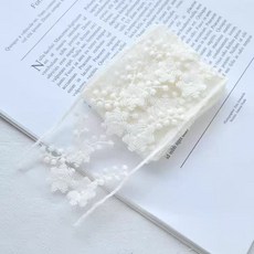 網紗刺繡花朵花邊蕾絲 DIY手工材料, 1個, #7米色 7cm直邊花枝花朵,2米