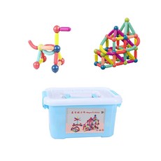 BSMI檢驗合格現貨 益智磁力積木 強磁力 百變磁力棒 無毒材料 防誤吞 磁力棒 認知積木 百變積木 磁鐵積木, 1套, 130件組【台灣BSMI合格檢驗送工程車