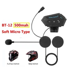 BT12 블루투스 바이크 오토바이 헬멧 헤드셋 무선 핸즈프리 스테레오 음악 플레이어 스피커 헤드폰 지원 자, 02 Soft Mic, 01