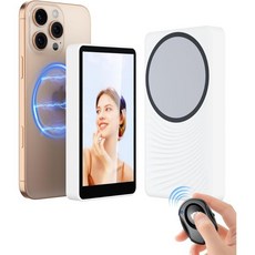 휴대폰 브이로그 셀카 모니터 화면 리모컨이 있는 아이폰/안드로이드용 마그네틱 전면 라이브 스트림용 무선 연결 후면 카메라 흰색