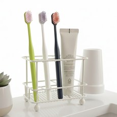 조아리빙 치솔걸이 거치대 양치컵 칫솔 거치대 무타공 칫솔걸이 벽걸이 겸용, 1개, 화이트