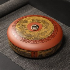 紫砂茶葉罐 陶瓷家用大號茶餅罐 357克 普洱茶餅儲茶罐 醒茶罐 可客製化, 1個, 一餅海內百川,357克