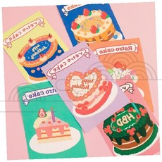 빈티지 감성 케이크 일러스트 엽서 생일 축하 카드 레트로 촬영 소품, 상세페이지 참조, 01. 블루 버스데이 케이크