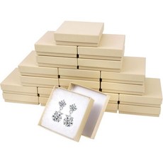 batiFINE 파인 보석 선물 상자 골판지 40팩 35x35x1 인치 목걸이 링 팔찌 귀걸이 디스플레이 상자브라운용 뚜껑이 있는 벌크 코튼 충