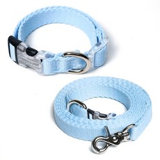 아띠지기 반려동물 목줄 + 핸즈프리 리드줄 세트, 스카이블루, 1세트