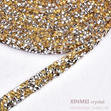 큐빅 스톤 리폼 모자 가방 공예 실버 핑크 스티커 수예 반짝이 블랙 테이프 크리스탈, 크리스탈 옐로우 1사이즈(90cm길이), 1개, 크리스탈 옐로우 90cm