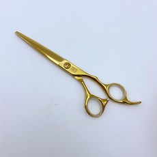 Kawasaki 川崎 超硬合金電鍍平口剪刀 濕剪 專業設計師髮剪, 1個, 閃金金