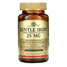 Solgar Gentle Iron 솔가 젠틀 아이언 철분제 영양제 25mg 180정, 1개