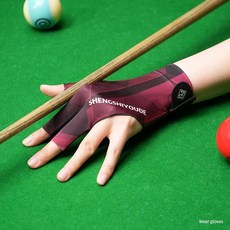 桌球臺球手套專業男女通用露指斯諾克比賽專用防滑薄款三指高彈, 檯球半指黑紅【左手單只】, 1個