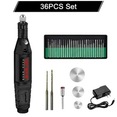 12V 로타리 도구 전기 그라인더 휴대용 광택 옥 조각 도구 가정용 미니 전기 드릴 다기능 조각사 키트, 01 CHINA, 03 36PCS Set