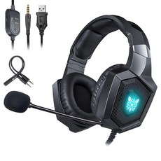 ONIKUMA 유선 게이밍 헤드셋 가상 7.1 RGB usb 노이즈캔슬링 마이크, 블랙, K8
