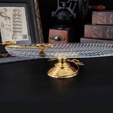 기본 다목적 음식 트레이가있는 금속 투명 유리 서빙 우아한 주방 조리대 디스플레이, 01 빠른