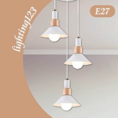 【台灣出貨】北歐原木三吊燈 E27 附燈泡 咖啡廳吊燈 48-5141