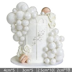 반짝이 골드 공 케이크 색 스팽글 생일 샤워 웨딩 장식, 1개, 10. White