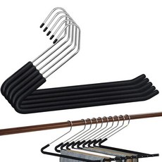 Spring Fever 오픈 엔드 미끄럼 방지 스폰지 패딩 바지 행거 - 크롬 도금 폼 튼튼한 공간 절약 블랙 롱 5 163089