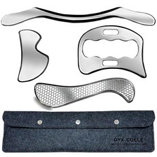 GYX COELE Muscle Scraper IASTM 도구 세트 4피스 gua sha 스테인리스 스틸 근막 이완 도구 딥 소프트 티슈 마사지 도구 세트, GYX COELE-04