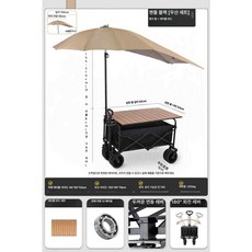 [unclehome4989] 다용도웨건, 1개, 탱크 바퀴 블랙 테이블보드 우산