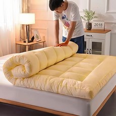 두꺼운 10cm 매트리스 1.5m 1.8m 퀼트 홈 다다미 싱글 더블 학생 기숙사 소프트, 90x190 cm, 10cm 노란색