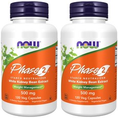 NOW Foods Phase 2白腎豆萃取物素食膠囊, 120顆, 2罐