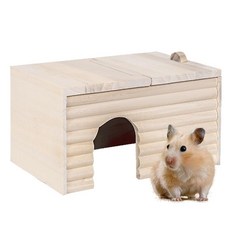 Aquafix 햄스터 집 하우스 나무 기니피그 동물 은신처 작은 동물 안심 하우스 직사각형 작은 다기능 청소하기 쉬운 18*11*10cm, 1개, 상세페이지 참조