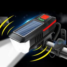 몬스터 자전거라이트 후레쉬 전조등 태양광충전 전자벨 겸용, 1개, 레드