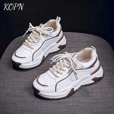 KOPN 아빠 신발 여자 봄 통기 학생 캐주얼 신발 ins 습하고 두꺼운 바닥 키높이 운동화 높은 용모치 캐주얼 신발 아버지 신발