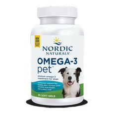 Nordic Naturals Omega-3 寵物犬用軟膠囊 含野生鯷魚和沙丁魚油 促進皮膚毛髮健康, 1罐, Omega脂肪酸, 90顆