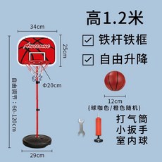 兒童籃球架 升降立式鐵桿鐵框籃球框, 1個, 1.2米 送1球+氣筒
