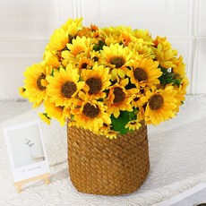 레디박스 조화 골드 해바라기 꽃 26송이, 옐로우 + 그린, 1개