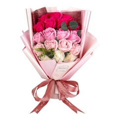 루나틱 장미 비누꽃 졸업식 어버이선물 여친 기념일 꽃다발, 핑크, 1개