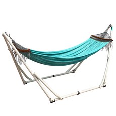 디어캠프 가정용 감성캠핑 해먹 그네 풀패키지 접이식 스탠딩, 민트블루