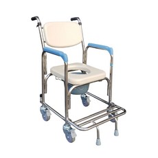 耀宏 機械椅 YH125-1 不鏽鋼洗澡椅 回型墊 軟背 把手 便盆椅 沐浴椅 便椅, 1個, YH125-1 U型坐墊