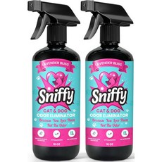 스니피 펫 냄새 제거 스프레이 라벤더 효소 세정제 강아지와 고양이 소변 배변판 카펫 가구용 저성 직물 안전 수의사 승인 2개 세트 16온스 x 2 미국산, 스니피 펫 냄새 제거 스프레이 라벤더 효소 세정제 강아